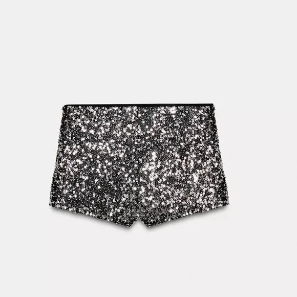 Zara SEQUIN MINI SHORTS - Picture 3 of 14